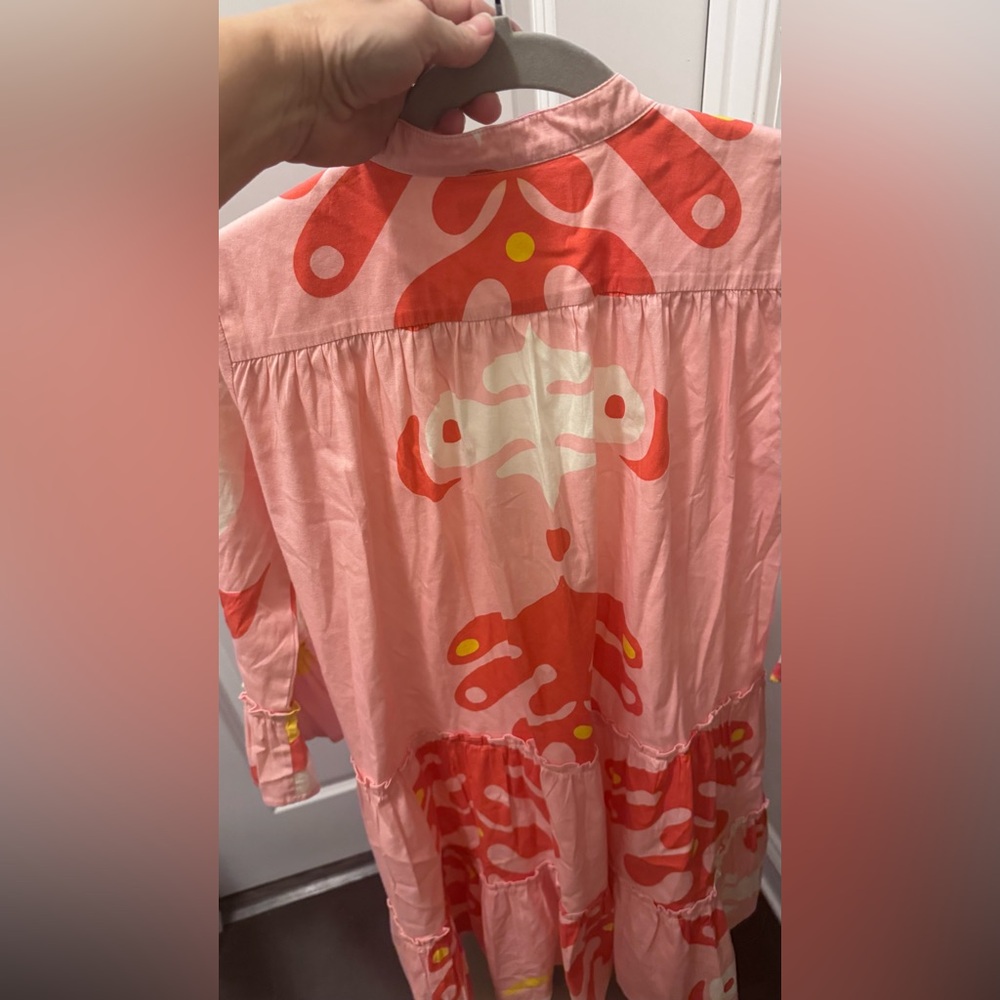 Chic Pink Patterned Midi Dress - Picture 5 of 8